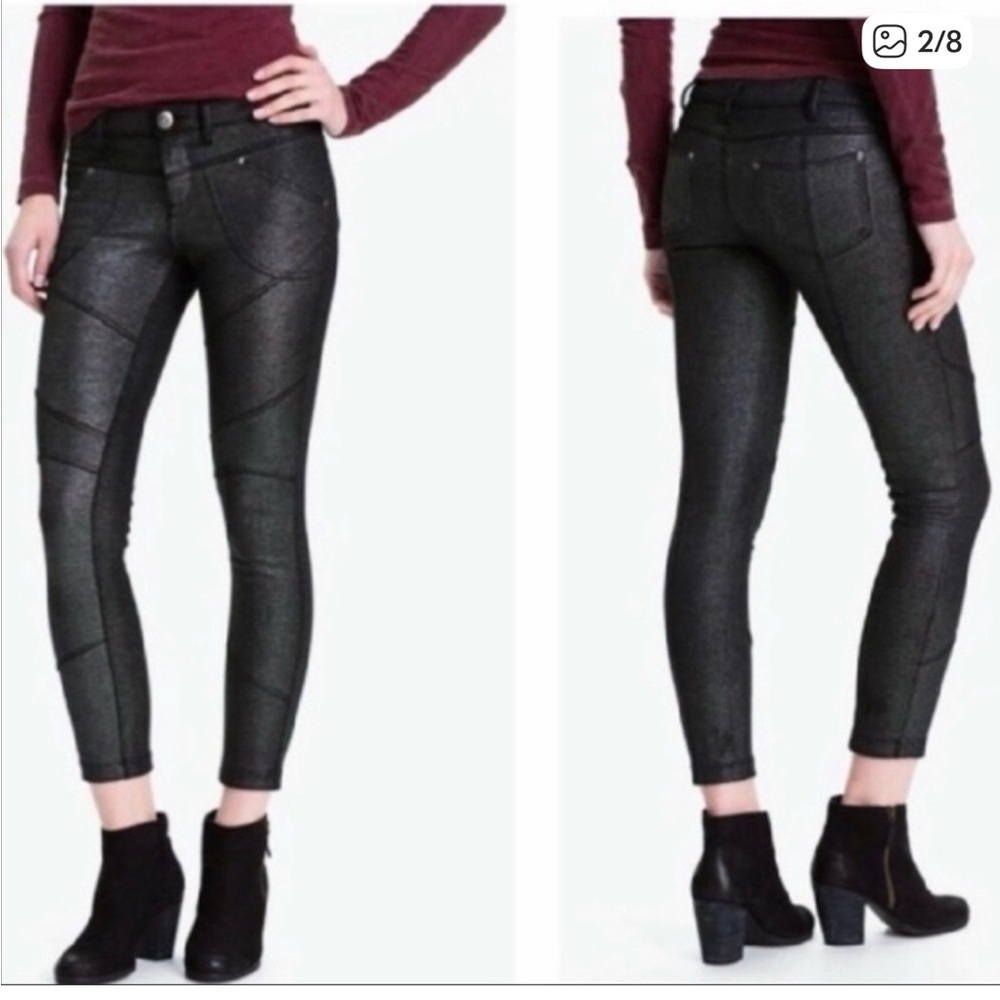 FREE PEOPLE Gray Metallic Moto Pant.